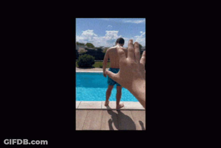 Be Right Back Pushing In The Pool GIF