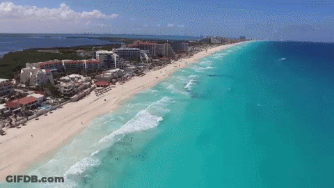Beach Aerial View With Buildings GIF