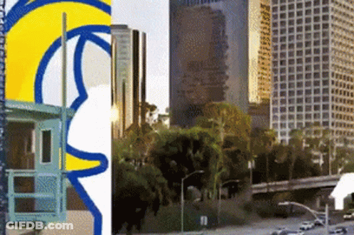 Beach And City With Buildings GIF