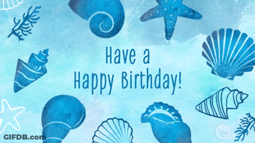 Beach Birthday Message And Sea Creatures GIF