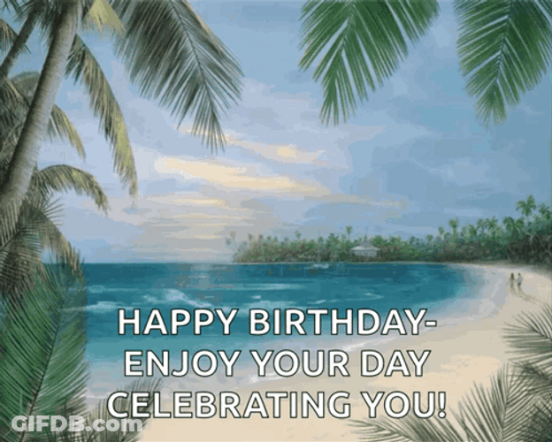 Beach Birthday Message GIF