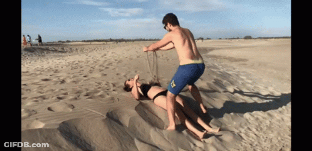 Beach Chasing Funny Fall GIF