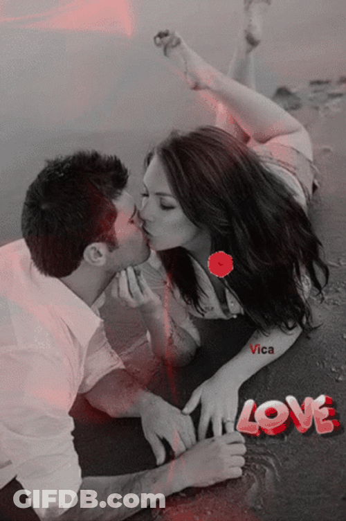 Beach Couple Celebrating Romantic Love GIF