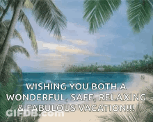 Beach Palm Trees Wishing Wonderful Vacation GIF