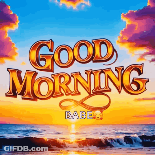 Beach Scene Saying Good Morning Babe GIF