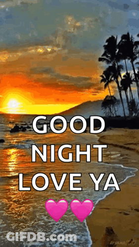 Beach Scene With Good Night Love Ya GIF
