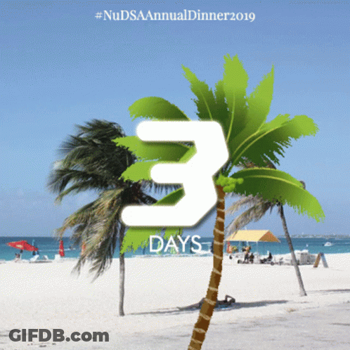Beach Scene With Palm Tree And Number 3 GIF
