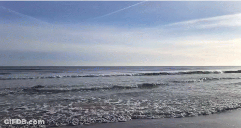 Beach Scene With Waves And Blue Sky GIF