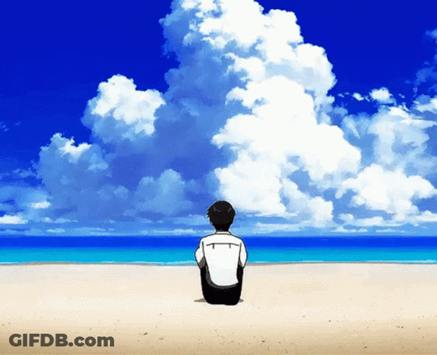 Beach Sitting Shinji GIF