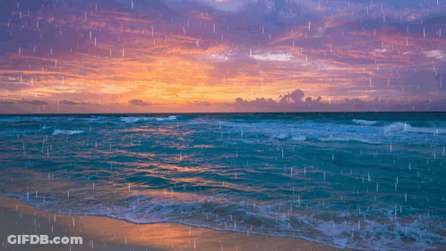 Beach Sunset Rain Falling GIF