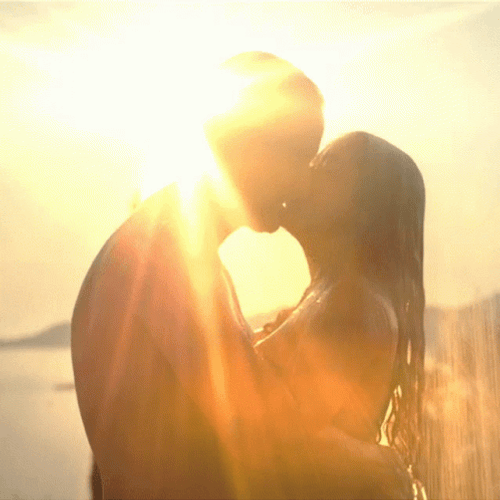 Beach Sunset Shower Kiss GIF