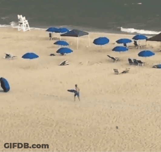 Beach Umbrellas Driven Away GIF