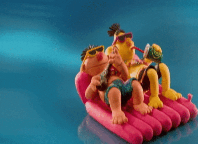 Beach Vacation Bert Ernie GIF