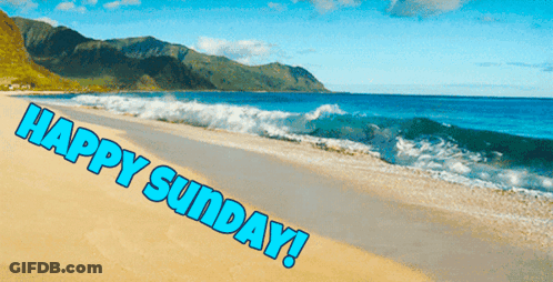 Beach With Happy Sunday Text GIF