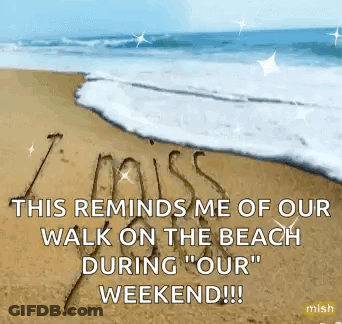 Beach With Quote This Reminds Me Of Our Walk On The Beach During Our Weekend GIF