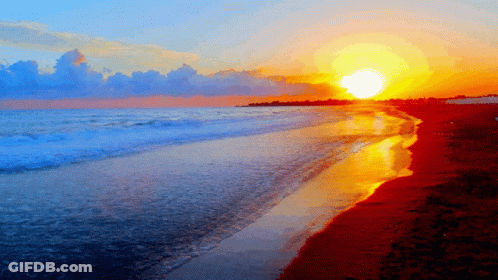 Beach With Setting Sun GIF