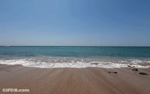 Beach With Waves Crashing And Blue Sky GIF