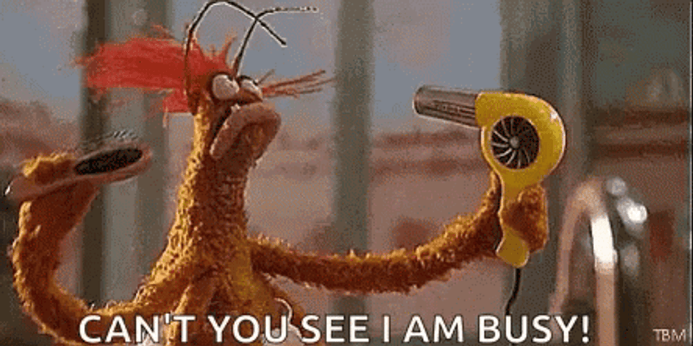 Beaker Blow Drying His Hair Beaker Muppets GIF