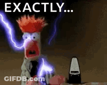 Beaker From The Muppet Show Shocked By Lightning Holding Metronome GIF