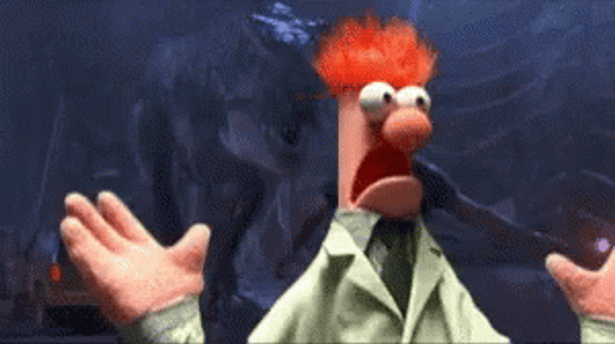 Beaker Scared Of Dinosaur GIF