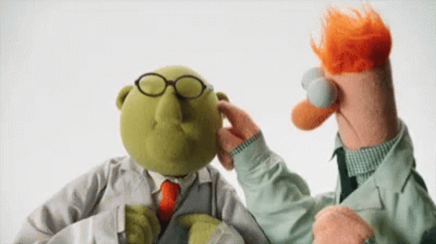 Beaker Scratching Dr. Bunsen's Face GIF