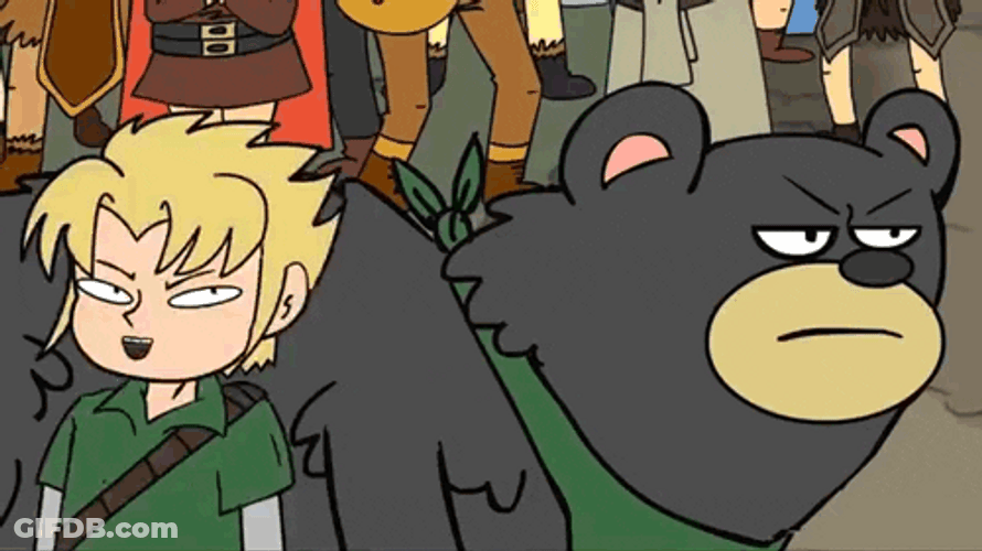 Bear And Man Cute Kiss Animation GIF
