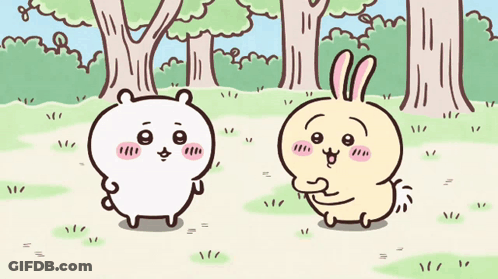 Bear And Rabbit In Field GIF