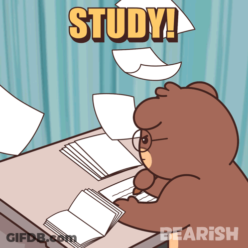 Bear At Desk With Papers Flying Study GIF