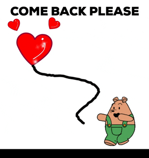 Bear Chasing Heart Balloon Please Dont Go GIF