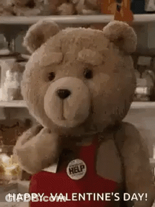 Bear Flying Kiss Happy Valentine's Day GIF