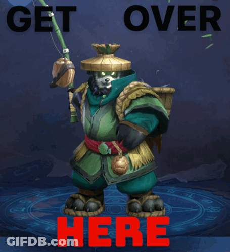 Bear Holding Bow Get Over Here Poster GIF