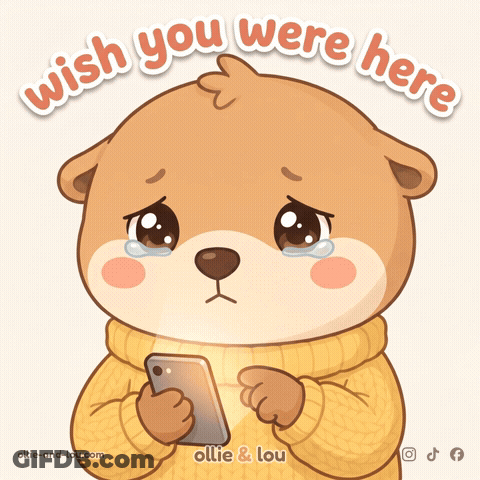 Bear Holding Cell Phone Saying Wish You Were Here GIF