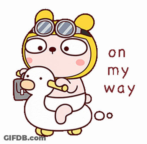 Bear Holding Duck Saying On My Way GIF