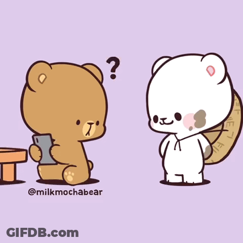 Bear Holding Flower And Cell Phone GIF