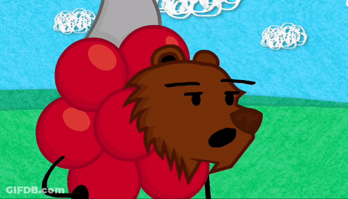 Bear Holding Knife And Red Balls GIF