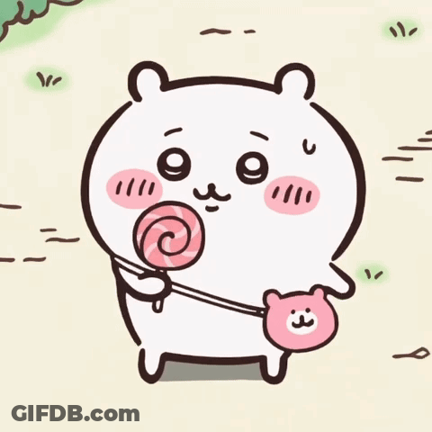 Bear Holding Lollipop And Pink Purse GIF