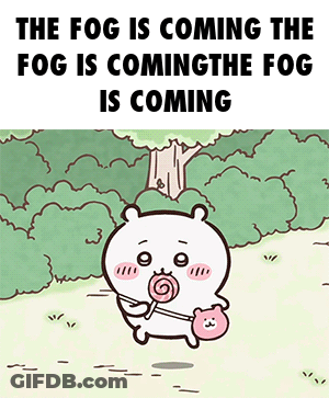 Bear Holding Lollipop Saying The Fog Is Coming GIF