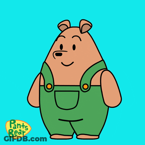Bear Holding Rainbow With Pants Bear Text GIF