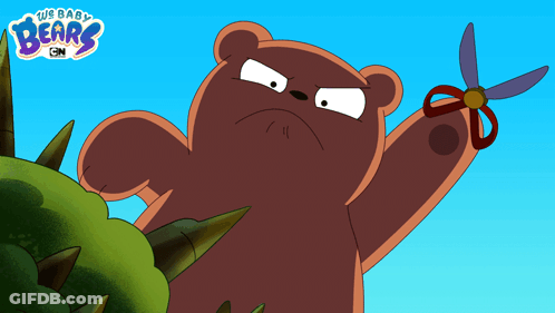 Bear Holding Scissors We Bare Bears GIF