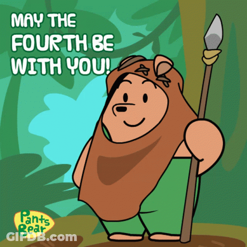 Bear Holding Spear May The Fourth Be With You GIF