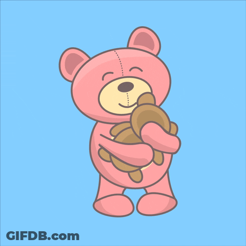 Bear Hug Hearts Cartoon Art GIF
