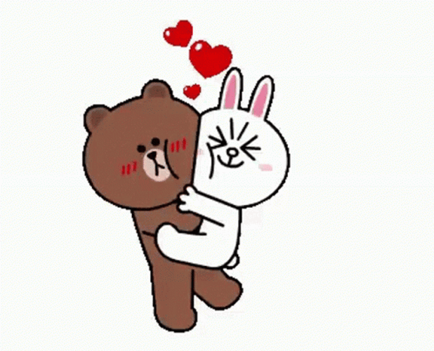Bear Hug Jump Brown Cony GIF