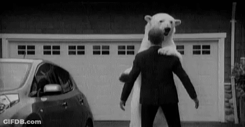 Bear Hug Man Outside Garage GIF