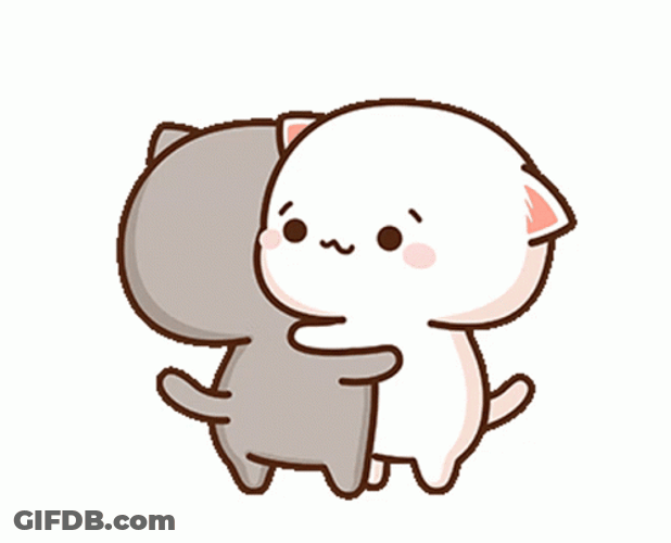 Bear Hug Peach Goma Cats GIF