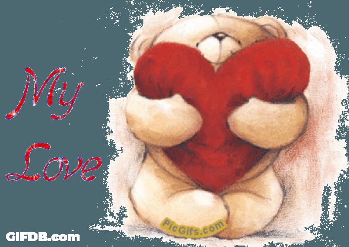 Bear Hugging Heart My Love GIF