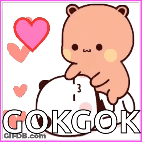 Bear Hugging Panda Sticker Saying I Love Gokgok GIF