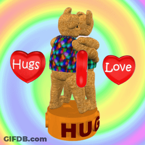 Bear Hugs Love Hearts 3D GIF