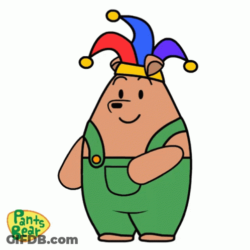Bear In Jester Hat Saying Haha GIF