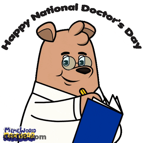 Bear In Lab Coat Holding Book Happy Doctor's Day GIF
