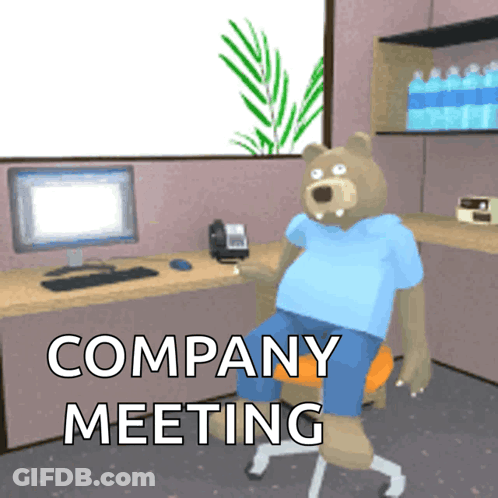 Bear In Office Company Meeting GIF